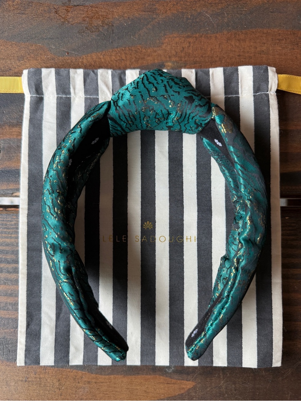 Lele Sadoughi Jade Knotted Silk Brocade Headband